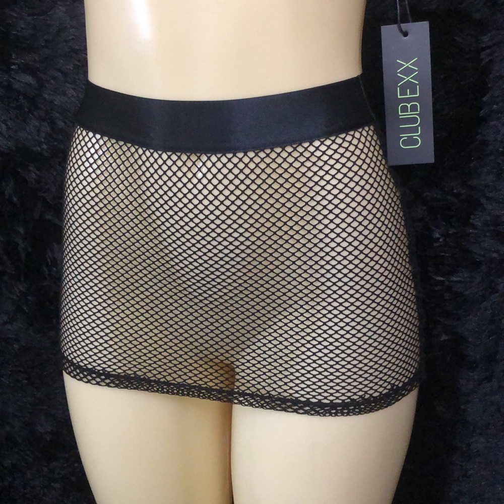 NWT Dolls Kill Black Fishnet Triangle Bra & Mini Skirt Set - Picture 2 of 10